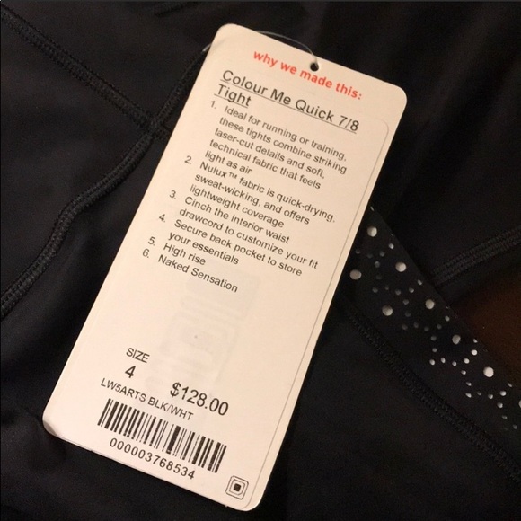 🛑 SOLD 🛑 NEW Lululemon colour me quick 7/8 black legging’s - Picture 5 of 8